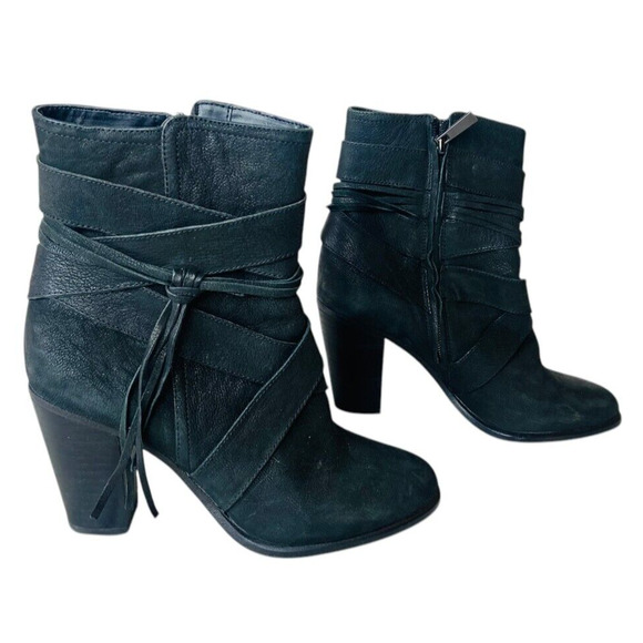 Vince Camuto Womens Ferrah Chunky Heeled Boots Black Leather Tasseled 6M - Picture 4 of 6